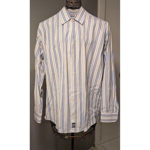 Burberry London Mens Medium Blue Yellow Striped Long Sleeve Button Down Shirt